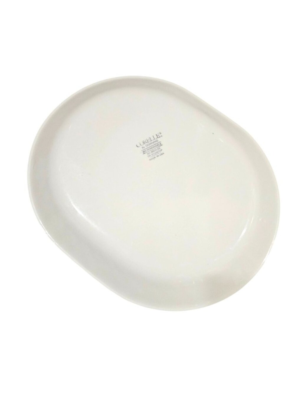 Corelle Pink Trio Platter 12" white blue band floral oval swirl on border - Picture 4 of 9